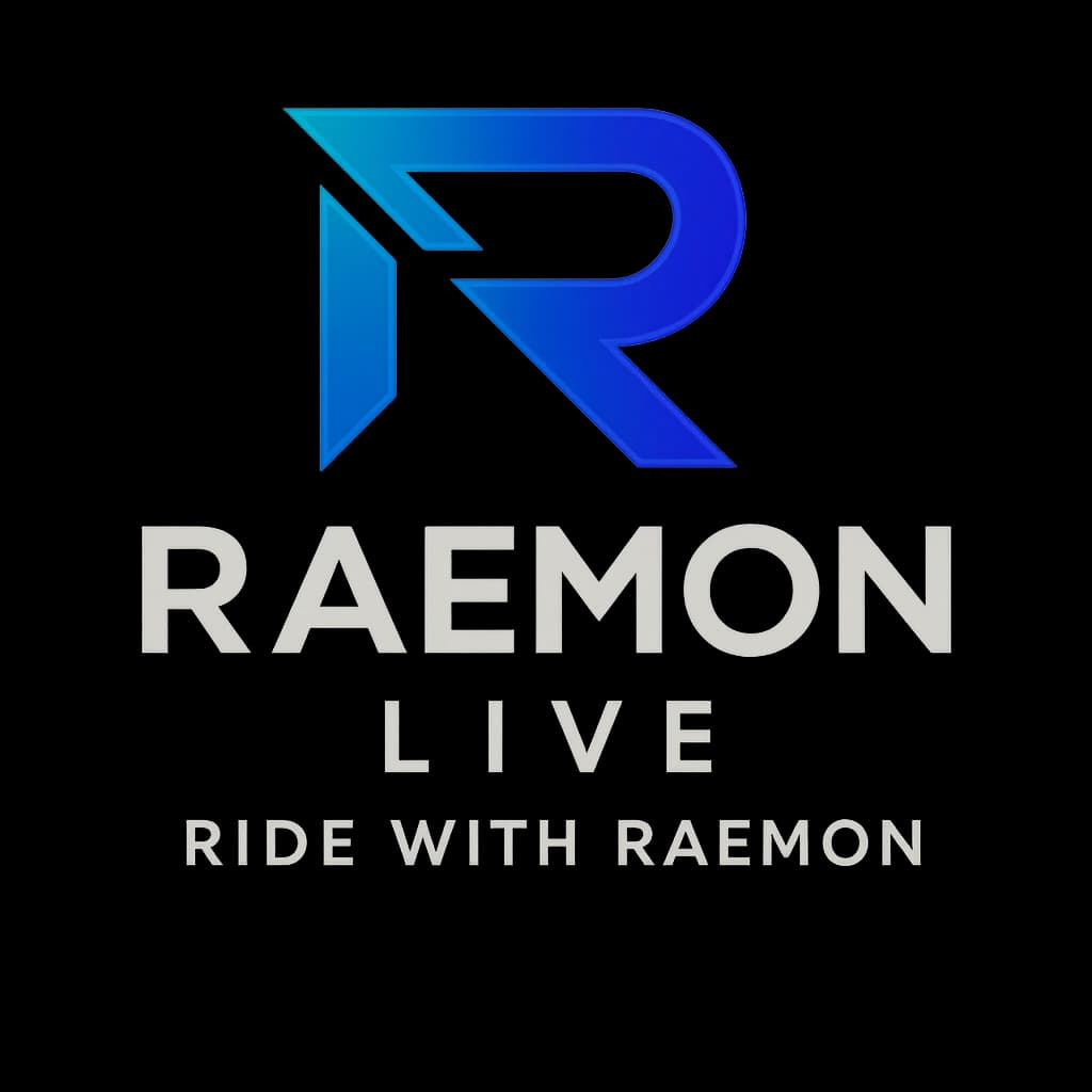 Raemon Live AI motorcycle safety app logo with crash detection technology